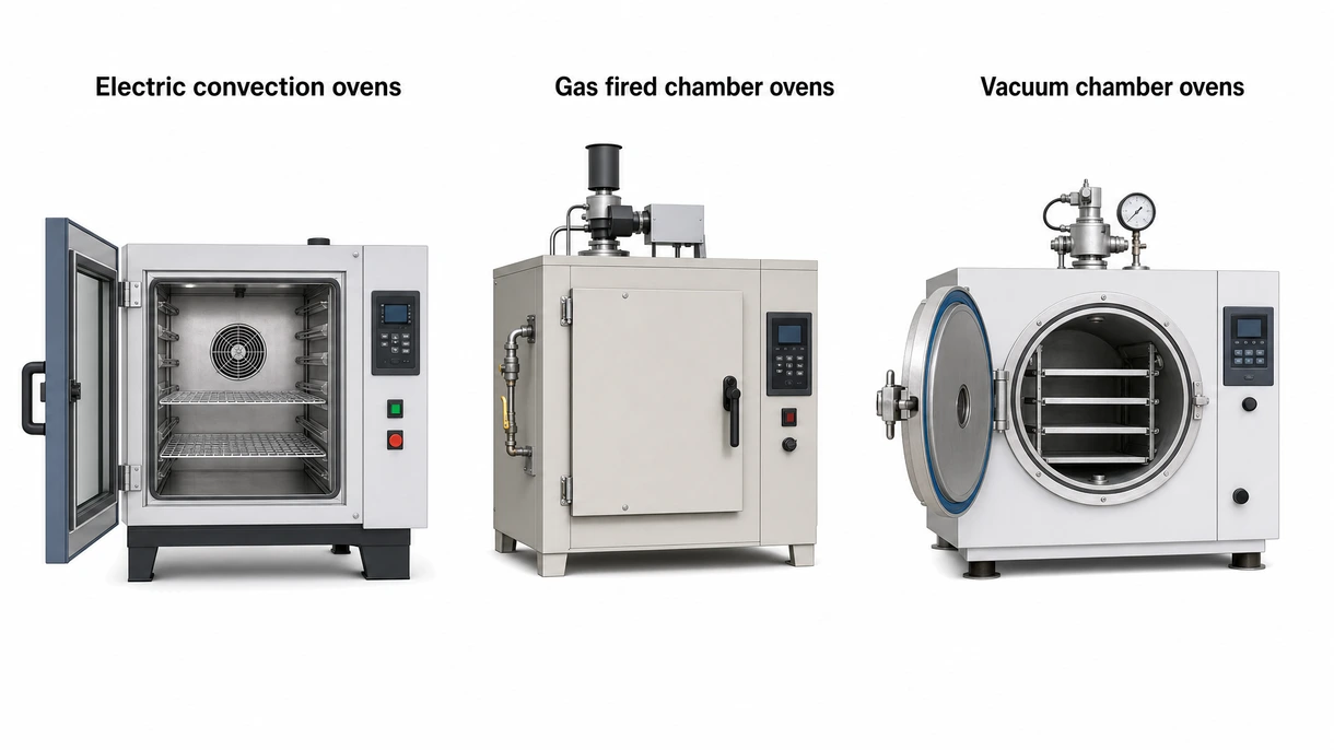 专业级工业对流室式炉的数字 PID 控制器和重型门密封件特写。