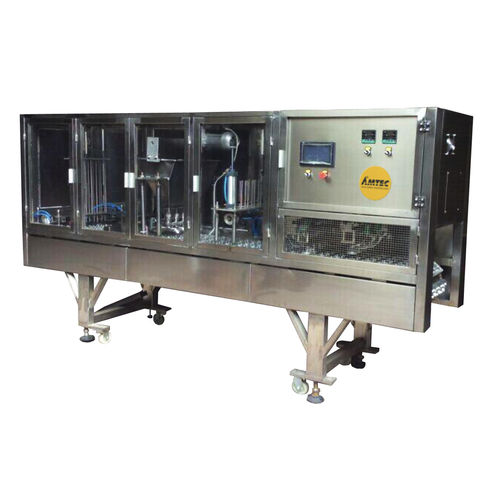 自动灌装封盖机 - 14-20 p/min, 2 lane - AMTEC Packaging Machines - 杯子 / 粉末