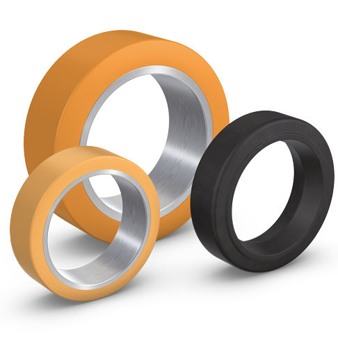 工业轮胎 - VULKOLLAN® - RÄDER-VOGEL RÄDER- UND ROLLENFABRIK GMBH & CO. KG - 叉车 / 11" / 压配式实心