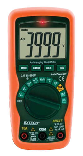 数字万用表 - MN47 - Extech - 手持式 / 600 V / 10 A