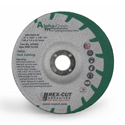不锈钢切削盘 - Alpha-Green - Rex-Cut Abrasives - 氧化铝 / 玻璃纤维增强