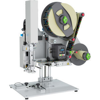 自动标签粘贴器 - ROXI with HERMES - cab Produkttechnik GmbH & Co KG - 热收缩 / 紧凑型 / 卧式