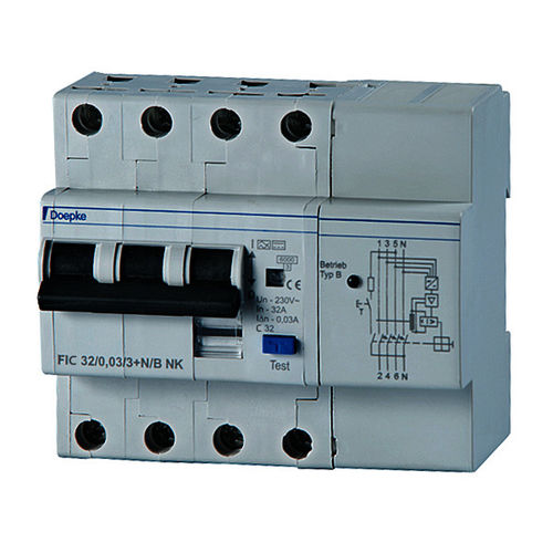 剩余电流动作断路器 / 过载电流 - FIC 32/0,30/3+N-B NK - Doepke Schaltgeräte GmbH - 模块化 / 模壳式