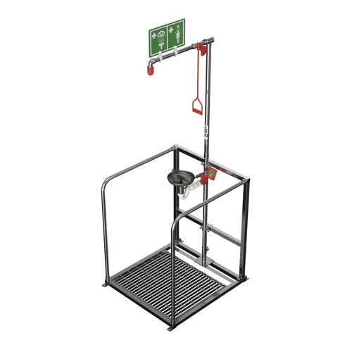 落地工业淋浴器 - EXP-63G - Hughes Safety Showers - 带眼部/面部喷淋器 / 室内