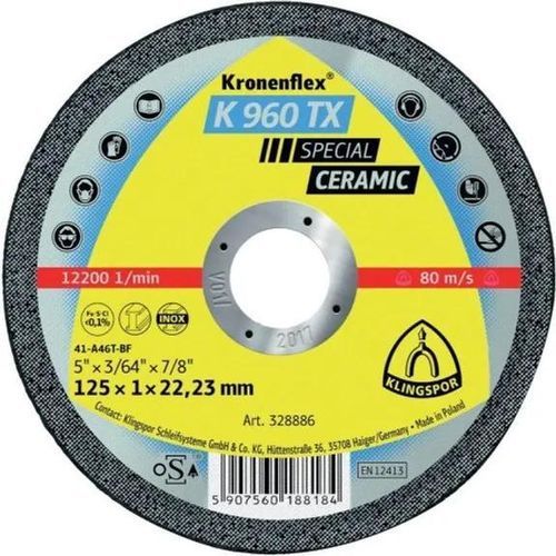 钢材切削盘 - K 960 TX - KLINGSPOR - 用于不锈钢 / 用于角磨机 / 用于便携式机器