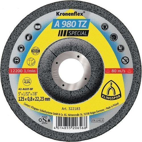 有色金属切削盘 - A 980 TZ Special - KLINGSPOR - 用于钢材 / 用于不锈钢