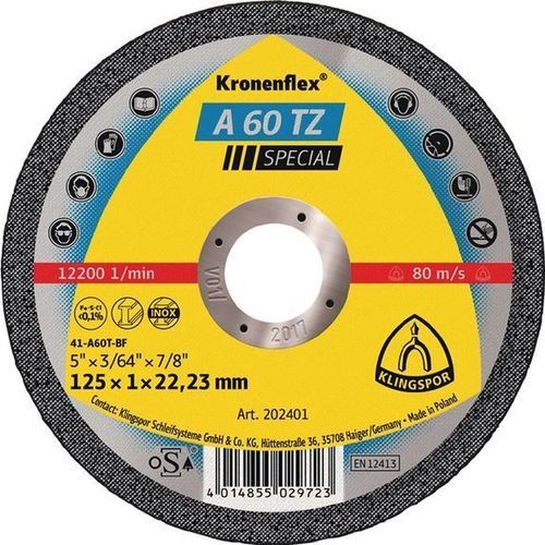 不锈钢切削盘 - A 60 TZ Special - KLINGSPOR - 细薄 / 用于角磨机 / 用于便携式机器