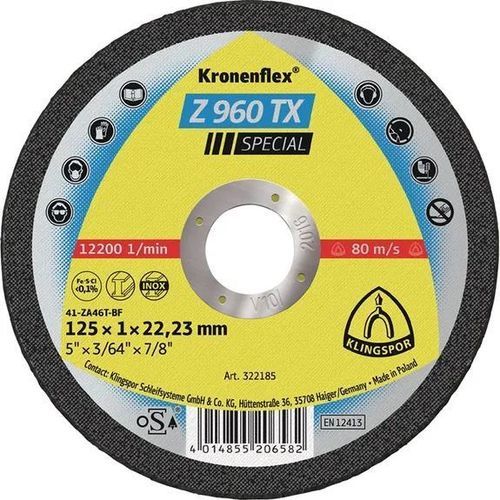 金属切削盘 - Z 960 TX - KLINGSPOR - 用于钢材 / 用于不锈钢 / 细薄