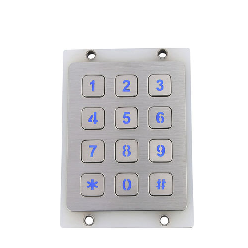 磨砂不锈钢数字键盘 - CT-KPS01-12-RM-BL - NingBo ChenTe electronics Technologies Co.,Ltd - 12键 / 壁挂 / 压电