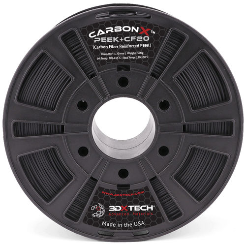 3D打印PEEK打印丝 - CarbonX™ PEEK+CF20 - 3DXtech - 1,75 mm / 黑色 / 耐化学腐蚀