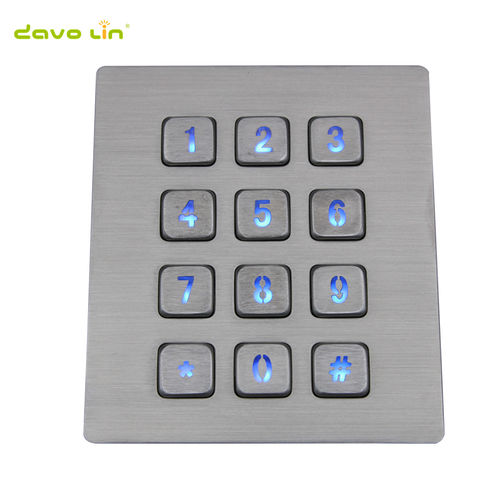 12键数字键盘 - D-8208J-backlight - ShenZhen DAVO Electronics Co., Ltd - 面板式 / 不锈钢 / 不锈钢