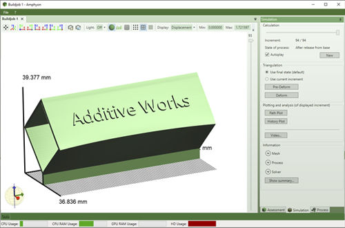 分析软件 - PRE - Additive Works - 模拟 / 表面形变建模 / 切割