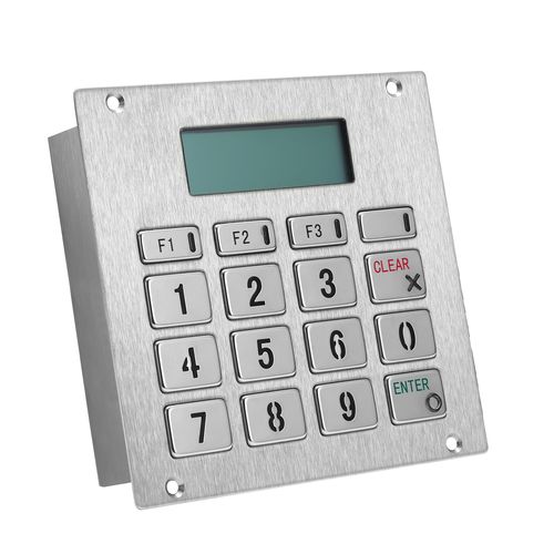 LCD显示屏数字键盘 - KY2388FR - Shenzhen KEYU Co., Ltd  - 16键 / 面板式 / 不锈钢