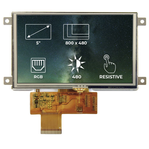 TFT显示模块 - RVT50AQTFWR00 - Riverdi - 电阻式触摸屏 / 800 x 480 / 工业