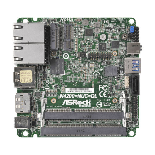 NUC主板 - J3455-NUC-DL  - ASRock Industrial - Intel® Apollo Lake / Intel® Celeron® J3455 / DDR3L SO-DIMM