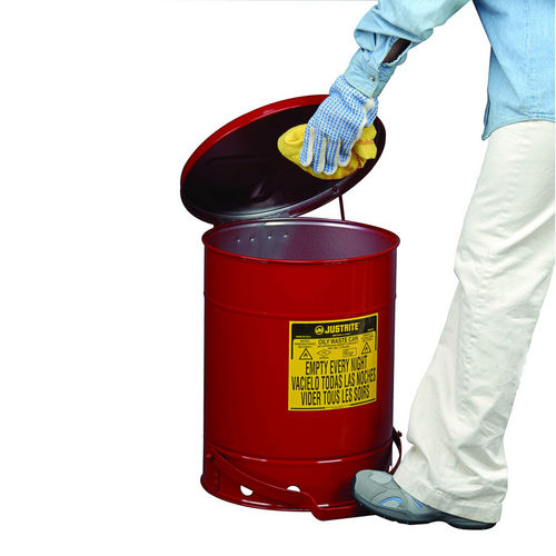 电镀钢废料箱 - 900-RD - Justrite Safety Group - 用于危险废料 / 用于废油 / 圆盖