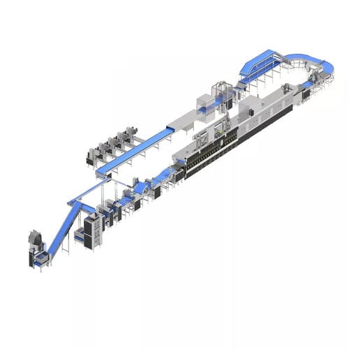 大容量饼干生产线 - HJ1000 - Guangdong Shunde Huaji Machinery Industrial Co., Ltd. - 切割 / 带压片机 / 隧道炉