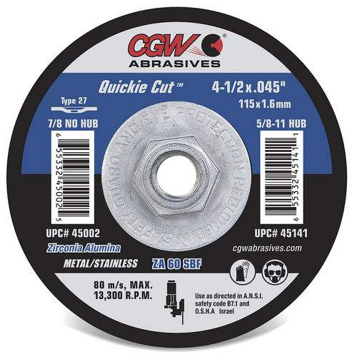 钢材切削盘 - 45001 - CGW Abrasives - 用于不锈钢 / 氧化铝 / 氧化锆