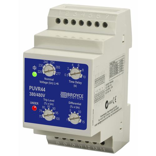 欠压保护继电器 - PUVR44 - Broyce Control - 2NO/NF / 三相 / DIN导轨