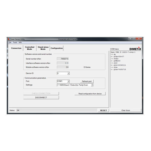 配置软件 - Dimetix AG - 用于激光距离传感器 / Windows
