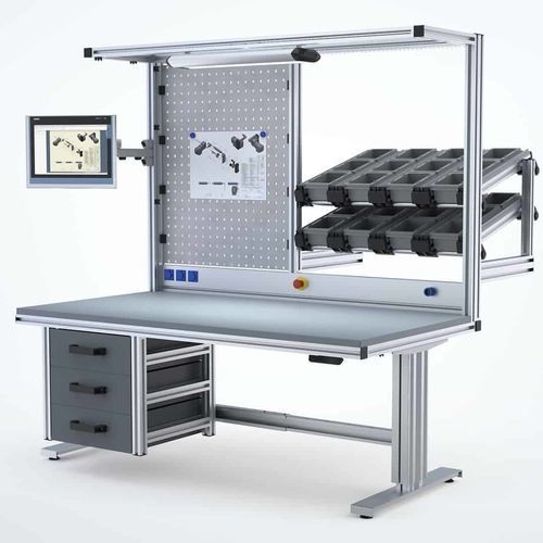 铝制工作台 - Robotunits GmbH - 装配 / 用于车间 / 抽屉