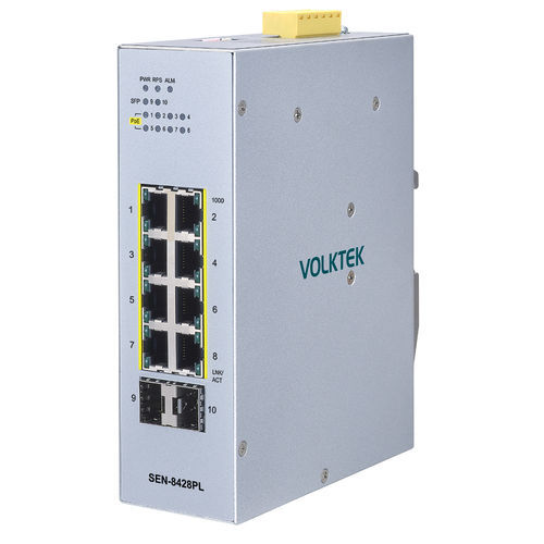 管理型以太网交换机 - SEN-8428PL-24V - Volktek - 8端口 / DIN导轨 / DIP