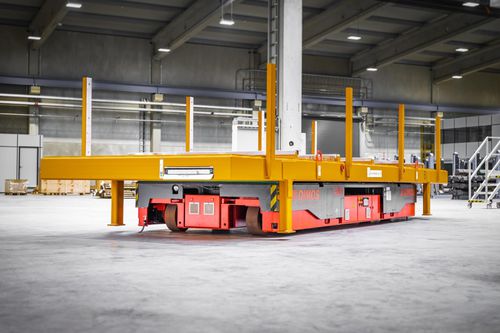 托盘拖车 - DIMOS Maschinenbau GmbH - 用于工业材料 / 双车轴 / 重型