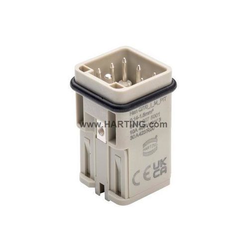 主供电源连接器 - Han Q7/0_I_M_PIT_0.14-1.5 - HARTING/浩亭 - 公端 / 套接式 / 接地型