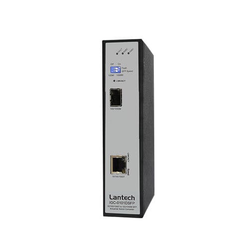 智能转换器交换机 - IGC-0101DSFP series - Lantech Communications Europe GmbH - 双端口 / 以太网 / DIN导轨