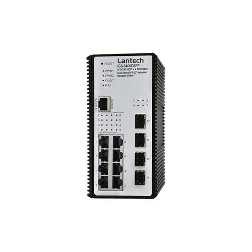 管理型以太网交换机 - IGS-3408DSFP series - Lantech Communications Europe GmbH - 12 端口式 / DIN导轨 / 壁挂安装