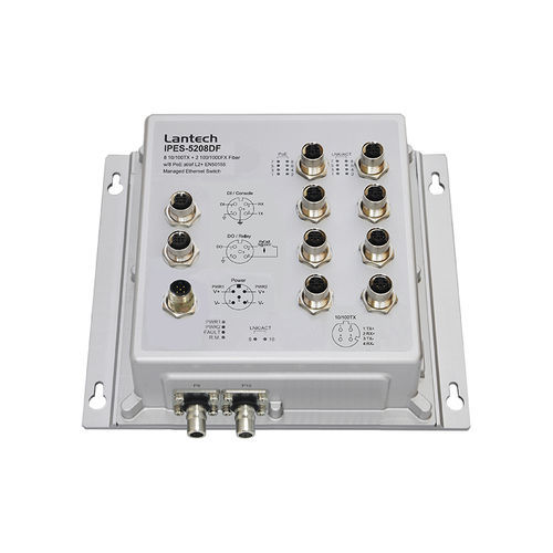 管理型以太网交换机 - I(P)ES-5208DF - Lantech Communications Europe GmbH - 10 端口式 / PoE / EN50155