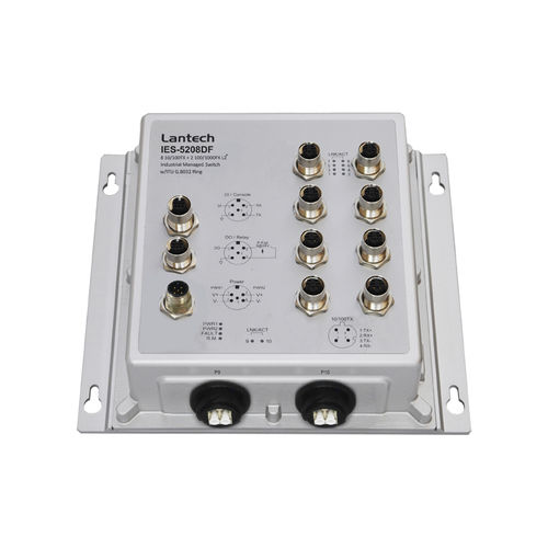 管理型以太网交换机 - IES-5208DF series - Lantech Communications Europe GmbH - 10 端口式 / 壁挂安装 / EN50155
