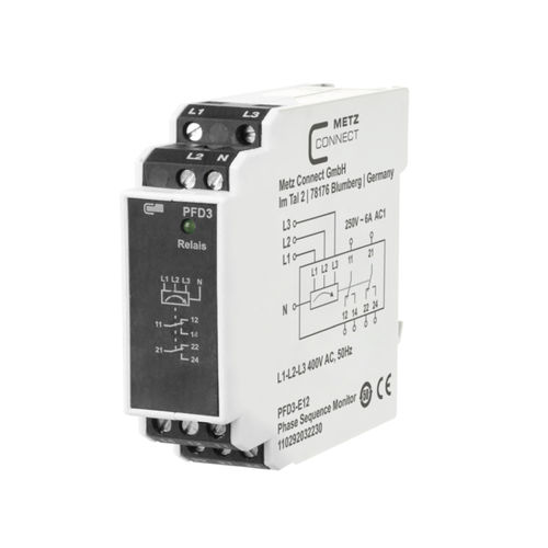 相位顺序监控继电器 - PFD3-E12, 400 V - METZ CONNECT - 交流 / DIN导轨