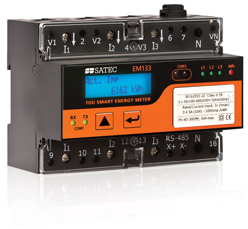 三相电能表 - EM133 - SATEC - DIN导轨 / RS-485 / LCD显示