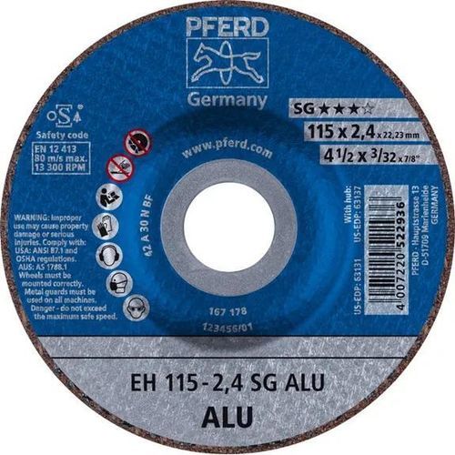 薄板切削盘 - EH 115-2,4 SG - PFERD - 用于铝 / 用于有色金属 / 细薄