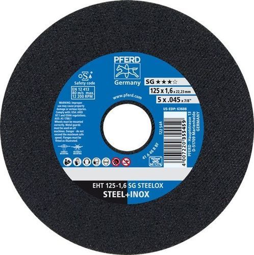 钢材切削盘 - EHT 125-1,6 SG STEELOX - PFERD - 用于不锈钢 / 细薄 / 固定机械用