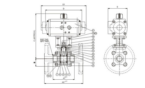 球形阀 - 2370 F - Avcon Controls PVT. Ltd. - 气动操控式 / 控制 / 3片式
