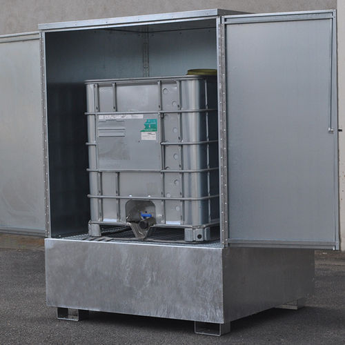 方桶盛漏池 - 1000 l - DIFOPE - IBC集装桶 / 钢 / 电镀钢