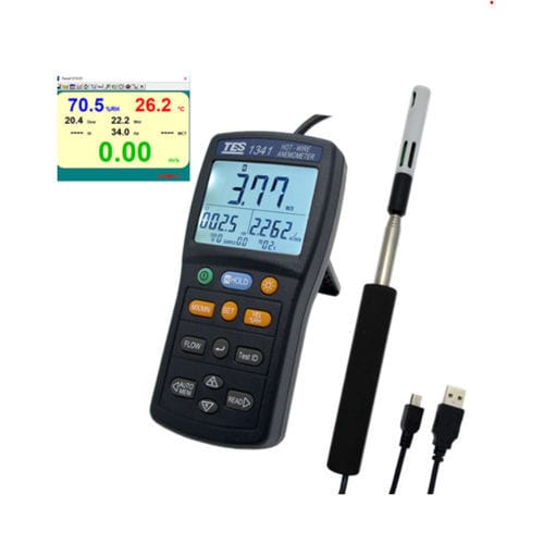 热线温度风速计 - TES-1341 - TES Electrical Electronic Corp. - 数字 / 电池动力 / USB