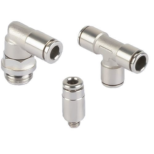 镀镍黄铜接头 - A100 series - A&T Fluid solutions - 气动 / 推入式 / 肘型