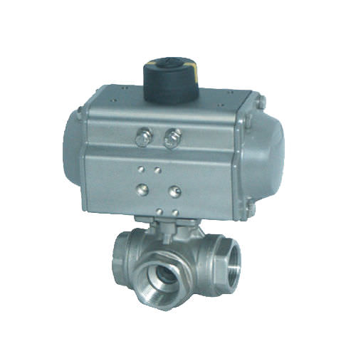 球形阀 - Q614(5)F-16P/R, DNV, CE - Zhejiang Kangsaite Valve Co., Ltd. - 气动操控式 / 3 通型