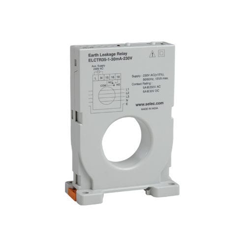 接地漏电保护继电器 - ELCTR35-1-30mA series - SELEC Controls Pvt. Ltd. - 电流 / 1NO/NF / 三相