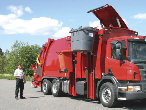 集装箱运输半挂车 - Hüffermann Transportsysteme GmbH  - 废料 / 自走式 / 倾斜