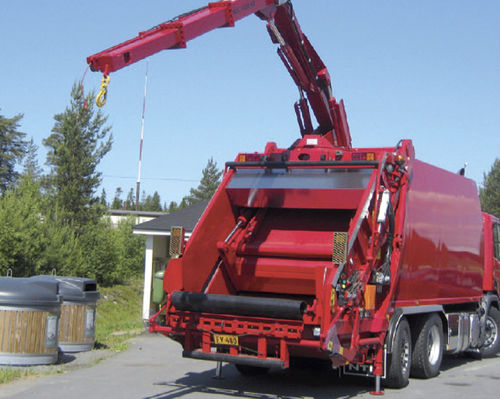 集装箱运输半挂车 - Hüffermann Transportsysteme GmbH  - 废料 / 3车轴 / 自走式