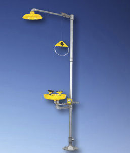 落地工业淋浴器 - HEMCO Corporation - 带眼部/面部喷淋器 / 用于实验室