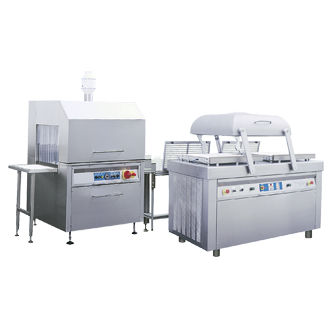 真空包装机 - SD 520 B + ST 170 - KOMET Maschinenfabrik GmbH - 双罩式 / 热收缩通道