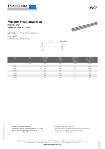 Miniature Precision shafts, hardened