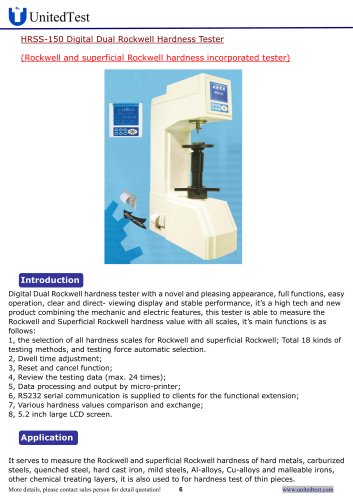 Rockwell and superficial Rockwell hardness incorporated tester