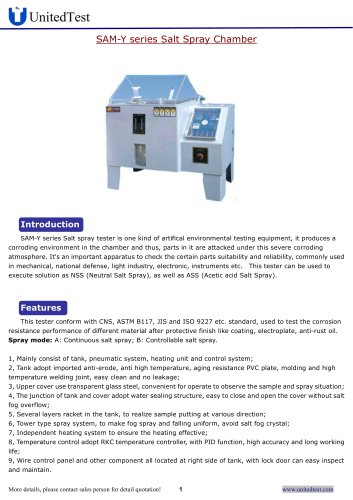 United Test SAM-90 Slat Spray Test Chamber