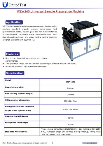 WZY-240 Universal Sample Preparation Machine, United Test, Plastic testing machine